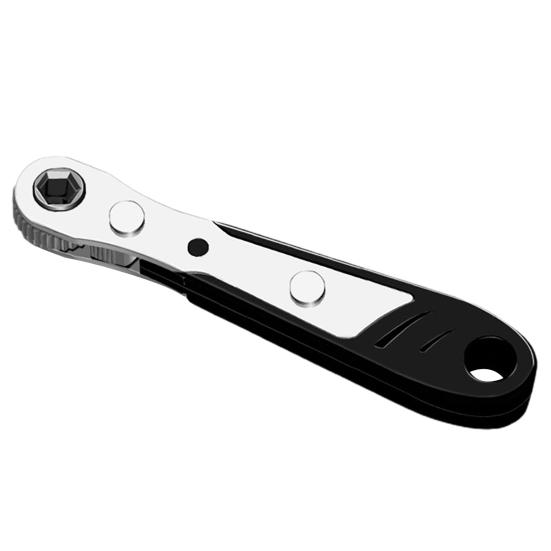 Гаечный ключ с храповым механизмом. Полезный компактный универсальный ключ. Реверсивный ключ с храповым механизмом. Торцевой ключ с храповым механизмом для автомобильной промышленности. чёрный